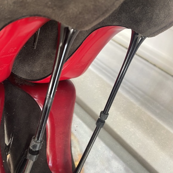 Christian Louboutin Big Lip brown cap toe stiletto booties suede 36 5.5 - Picture 8 of 12